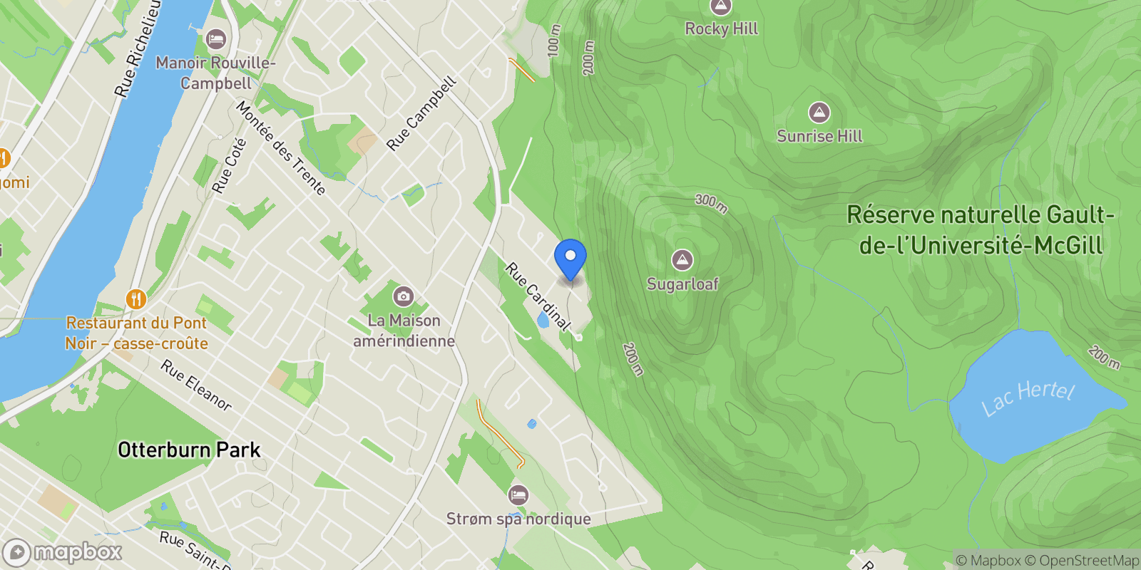 Map showing 581 Rue Ernest-Choquette, Mont-Saint-Hilaire, Quebec, Canada.
