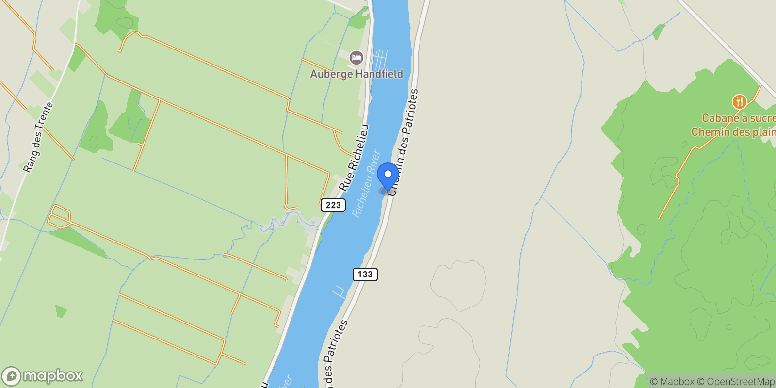 Map showing 275 Ch. des Patriotes, Saint-Charles-sur-Richelieu, Quebec, Canada.