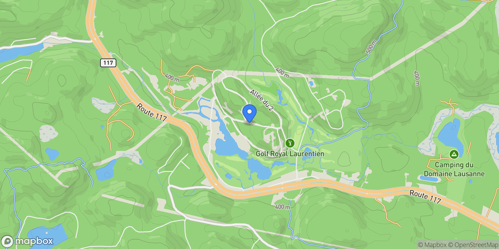Map showing 114 Allée du 5e, Saint-Faustin-Lac-Carré, Quebec, Canada.