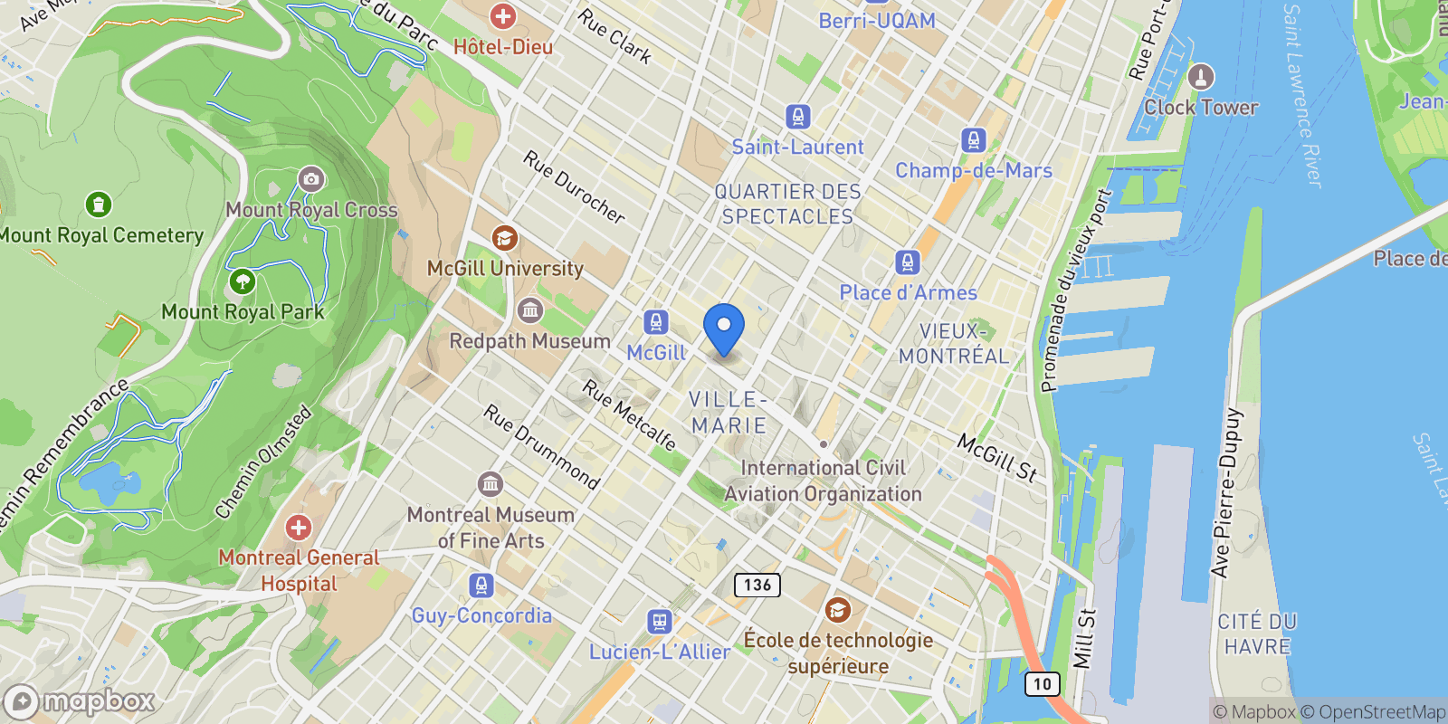 Map showing 1225 Boul. Robert-Bourassa 902, Montréal, Quebec, Canada.