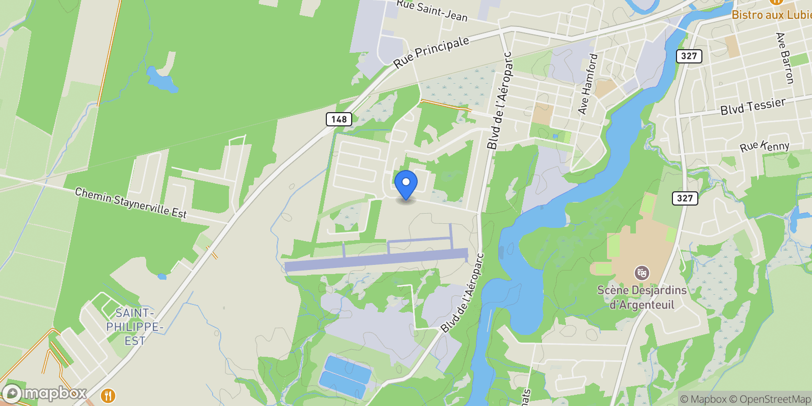 Map showing 1 Rue du Norseman, Lachute, Quebec, Canada.