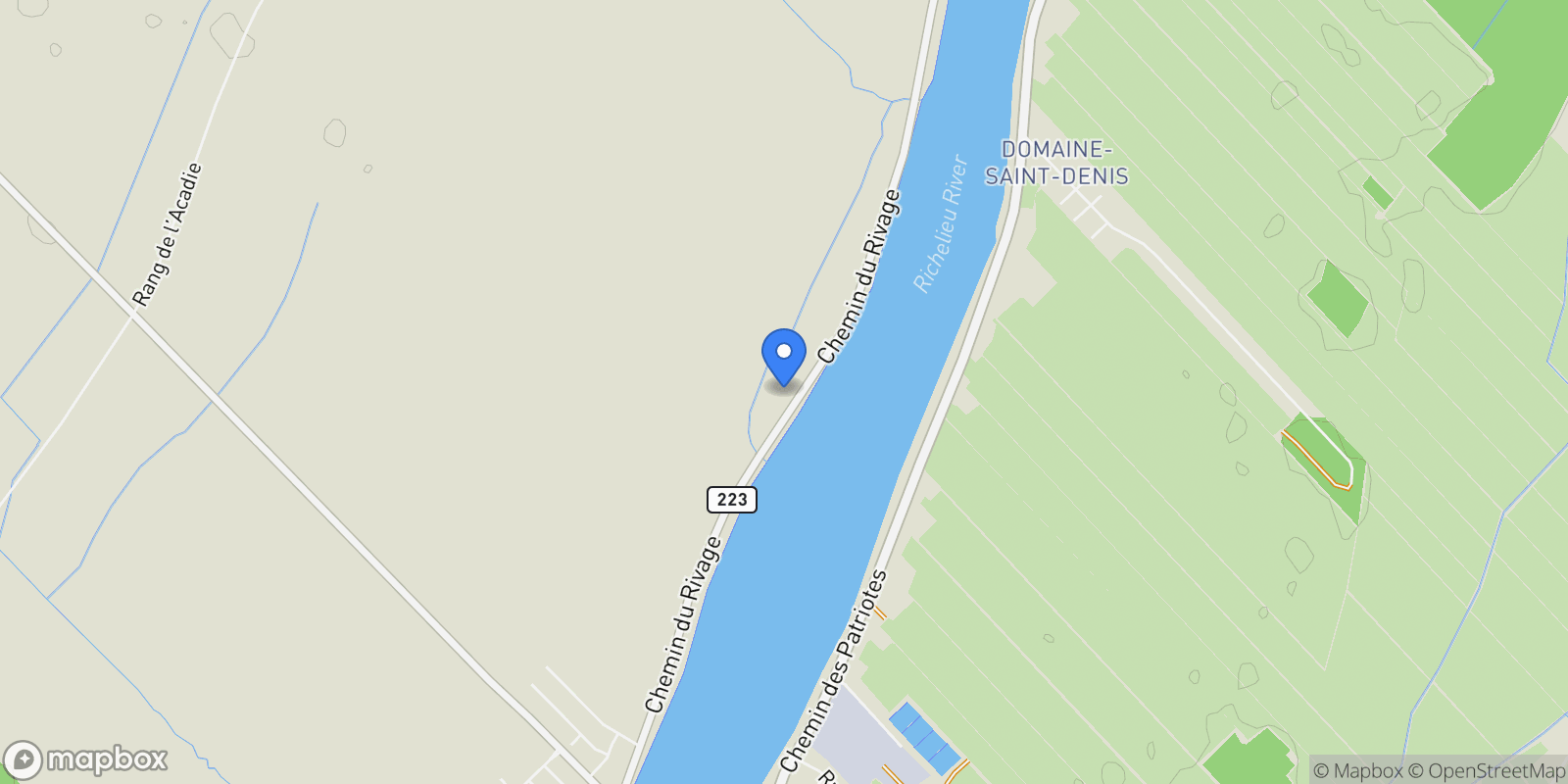 Map showing 1482 Ch. du Rivage, Saint-Antoine-sur-Richelieu, Quebec, Canada.