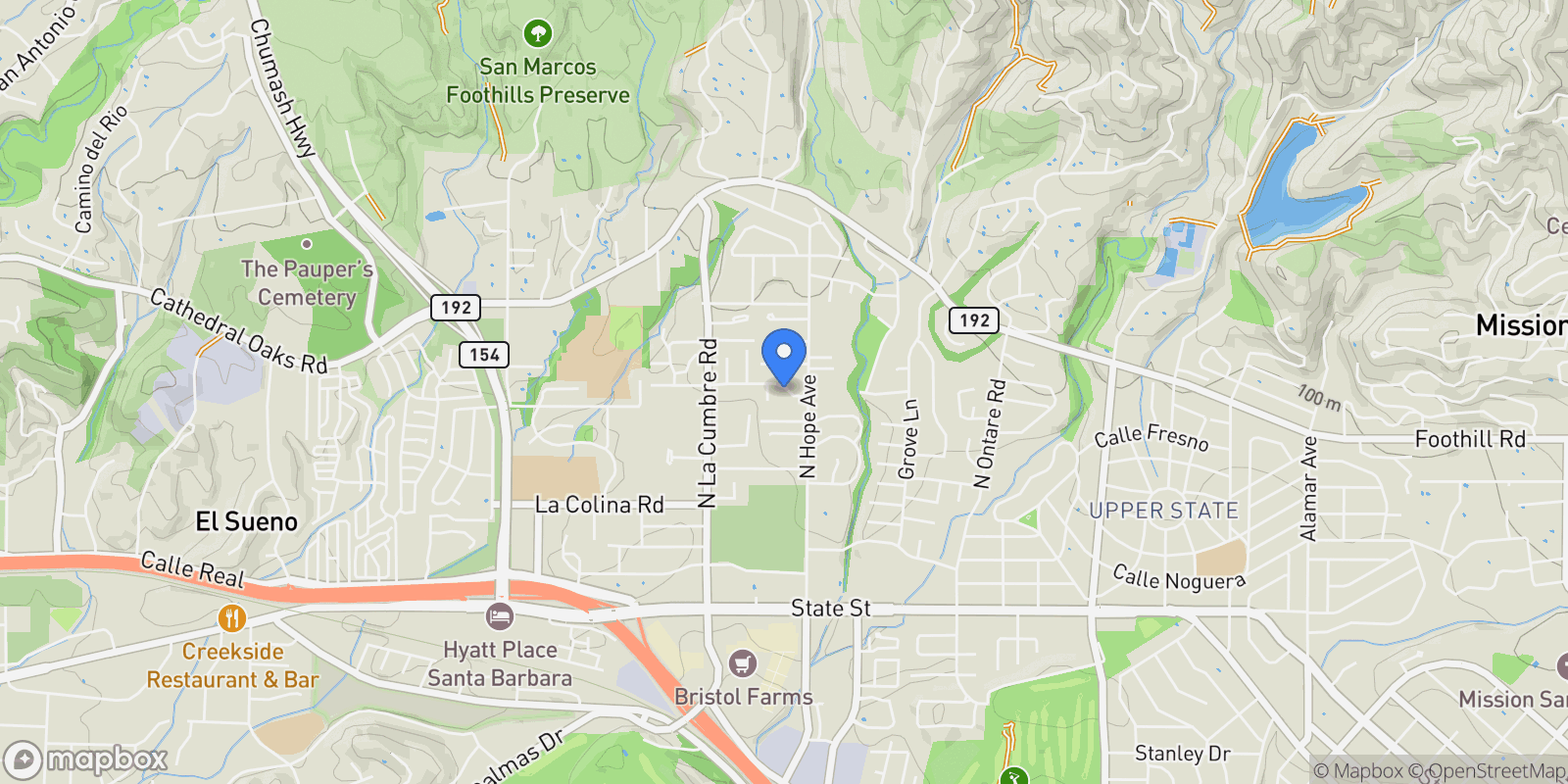 Map showing 3855 Calle Cita, Santa Barbara, California, United States.