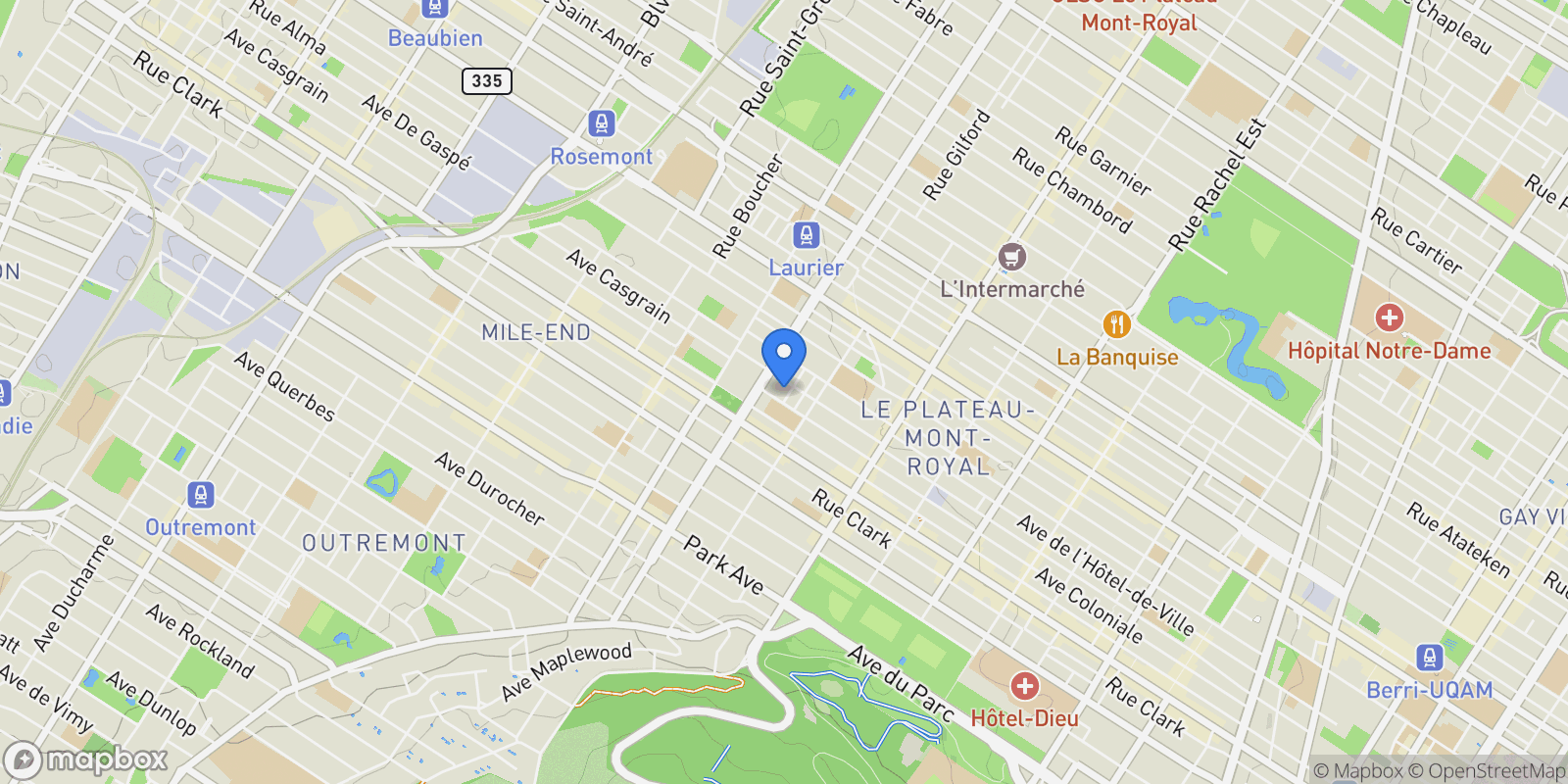 Map showing 121 Rue Elmire 104, Montréal, Quebec, Canada.