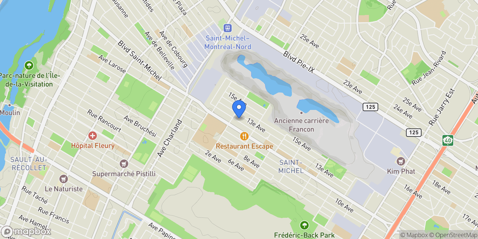 Map showing 9161 12e Avenue, Montréal, Quebec, Canada.
