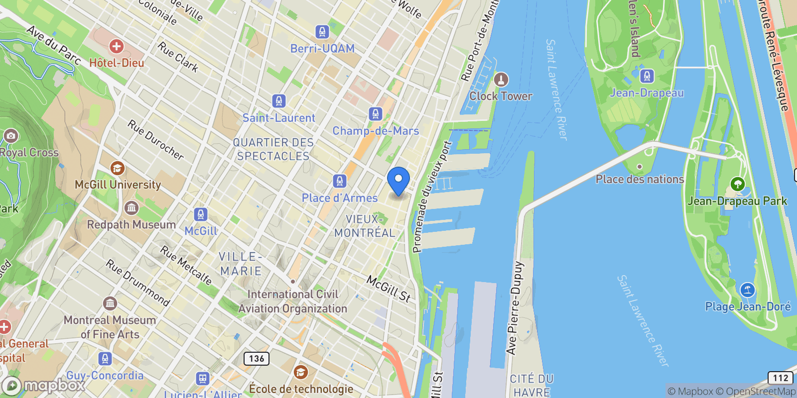 Map showing 65 Rue St-Paul O. 407, Montréal, Quebec, Canada.
