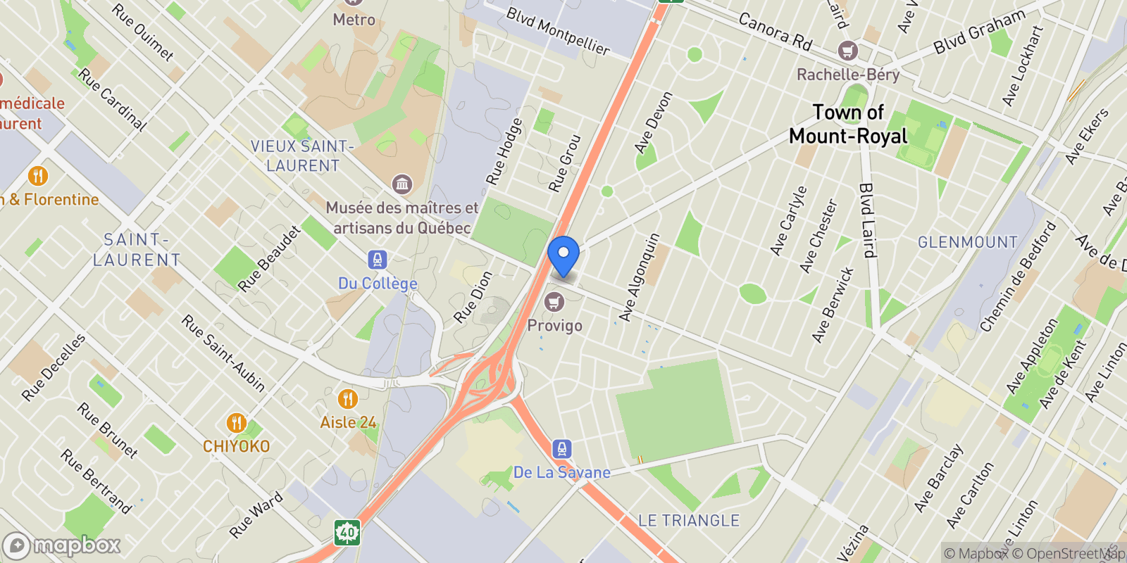 Map showing 2375 Ch. Lucerne 216, Mount Royal, Quebec, Canada.