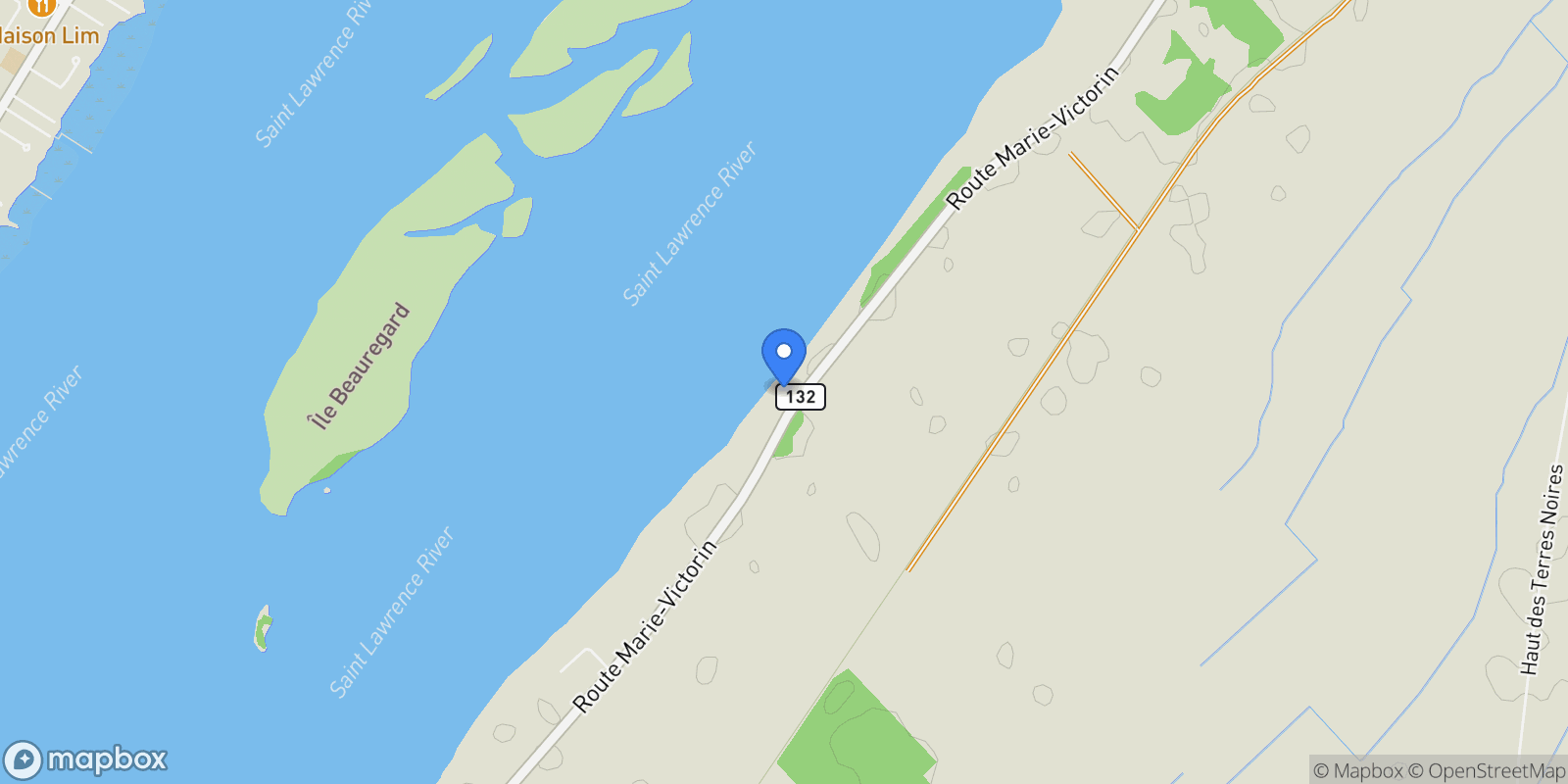Map showing 125 Route Marie-Victorin, Verchères, Quebec, Canada.