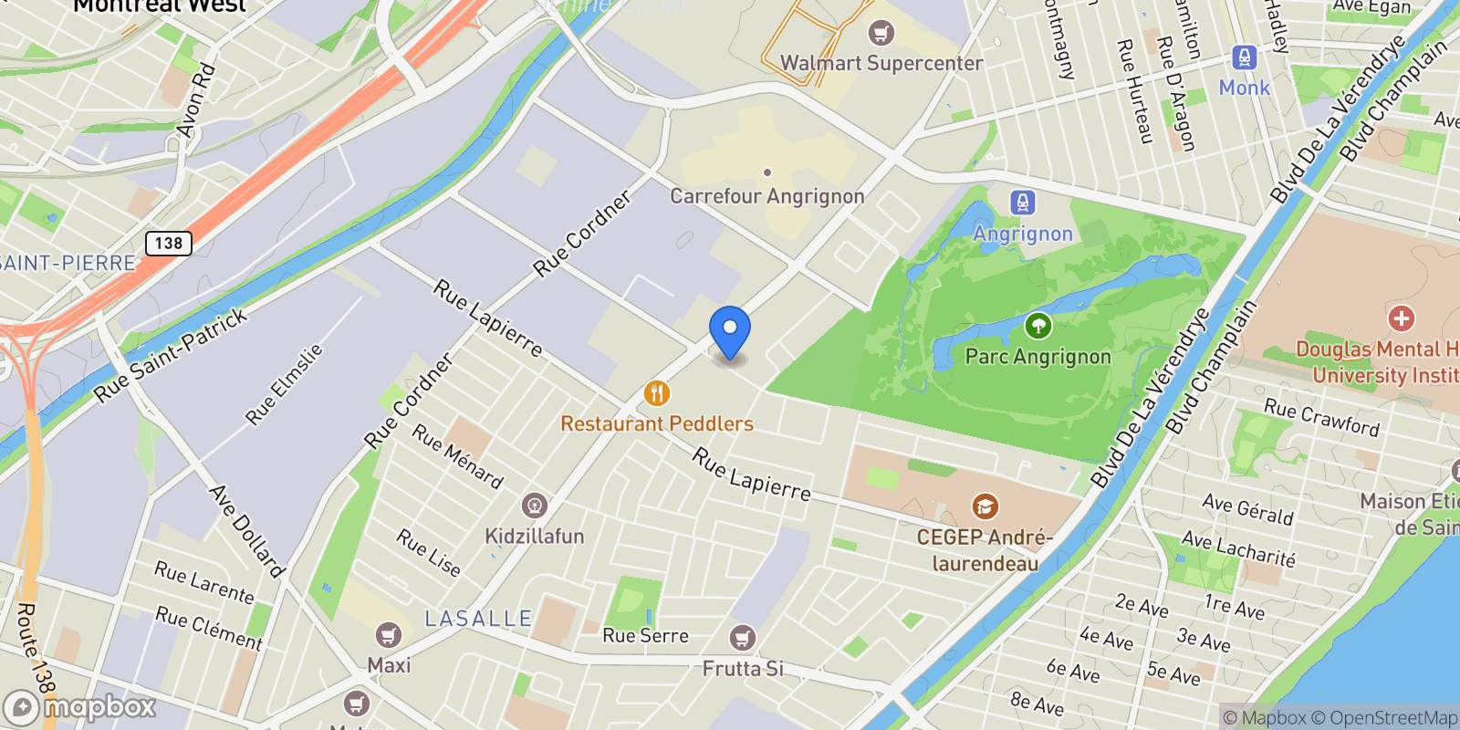Map showing 2151 Rue Léger 1502, Montreal, Quebec, Canada.