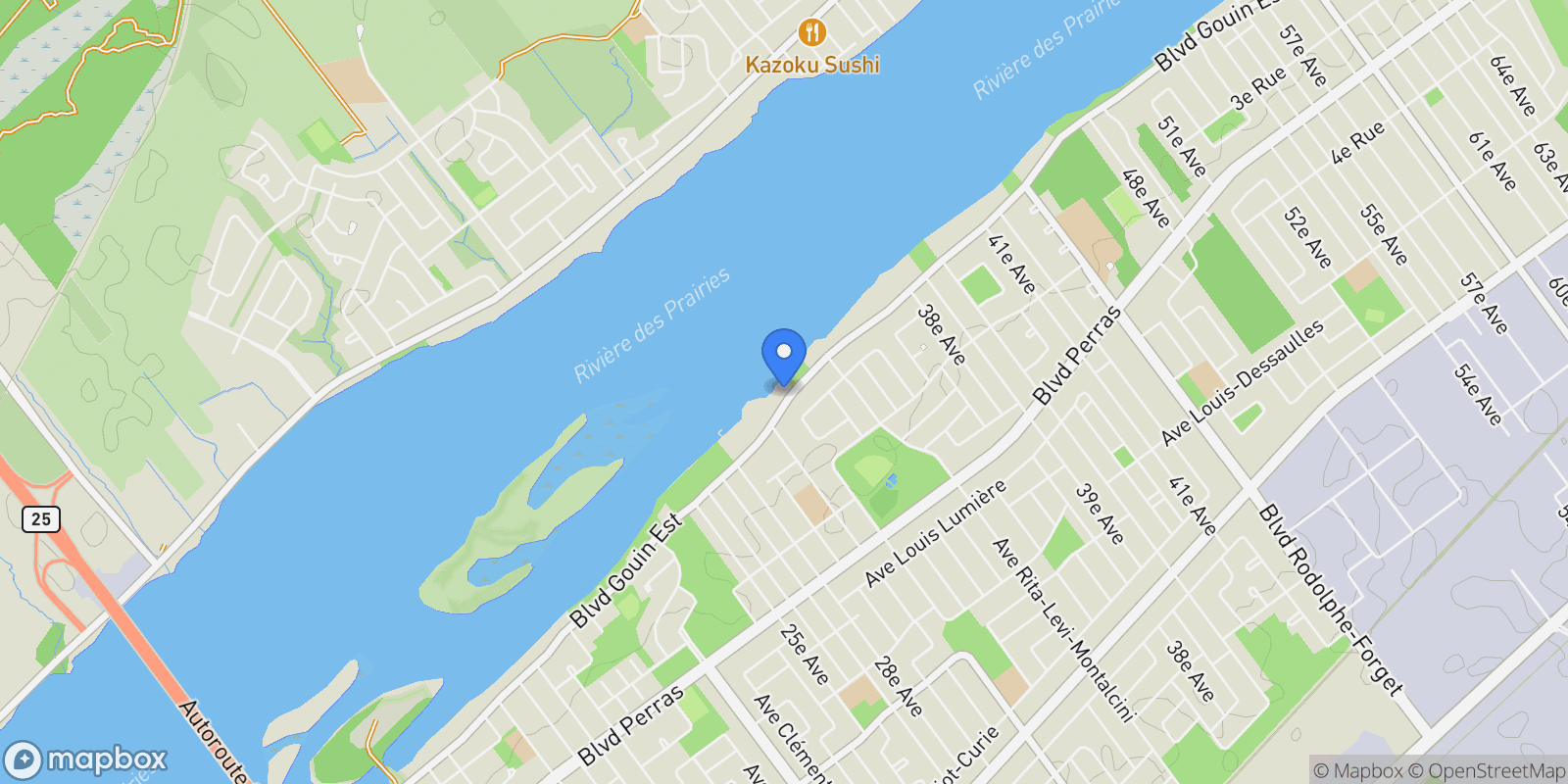 Map showing 8445 Boul. Gouin E., Montreal, Quebec, Canada.