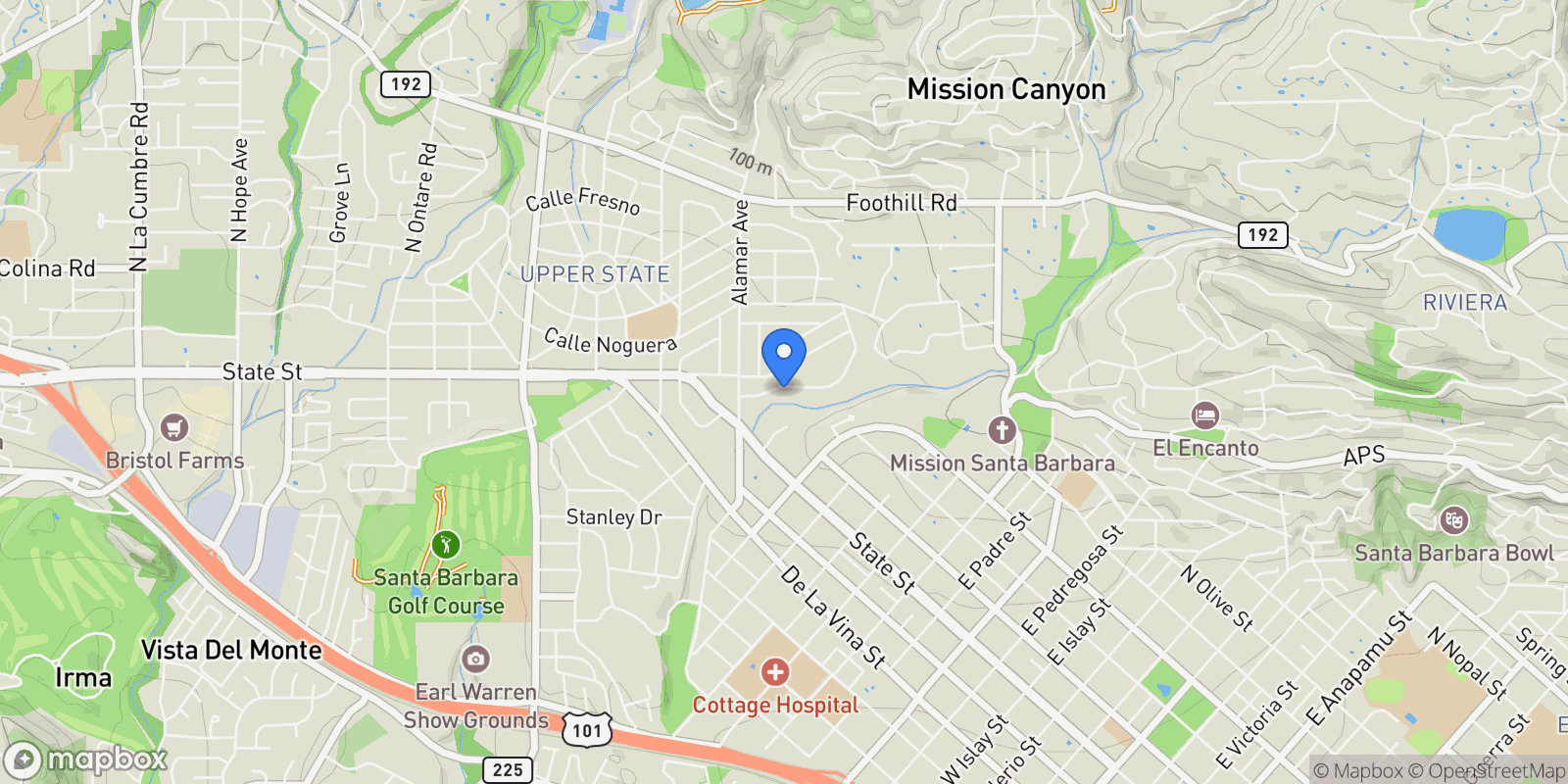 Map showing 2831 Miradero Drive A, Santa Barbara, California, United States.