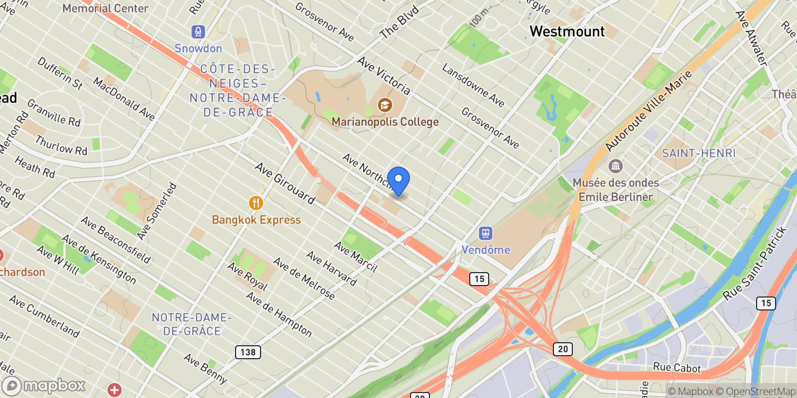 Map showing 3533 3535 Boul. Décarie, Montréal, Quebec, Canada.
