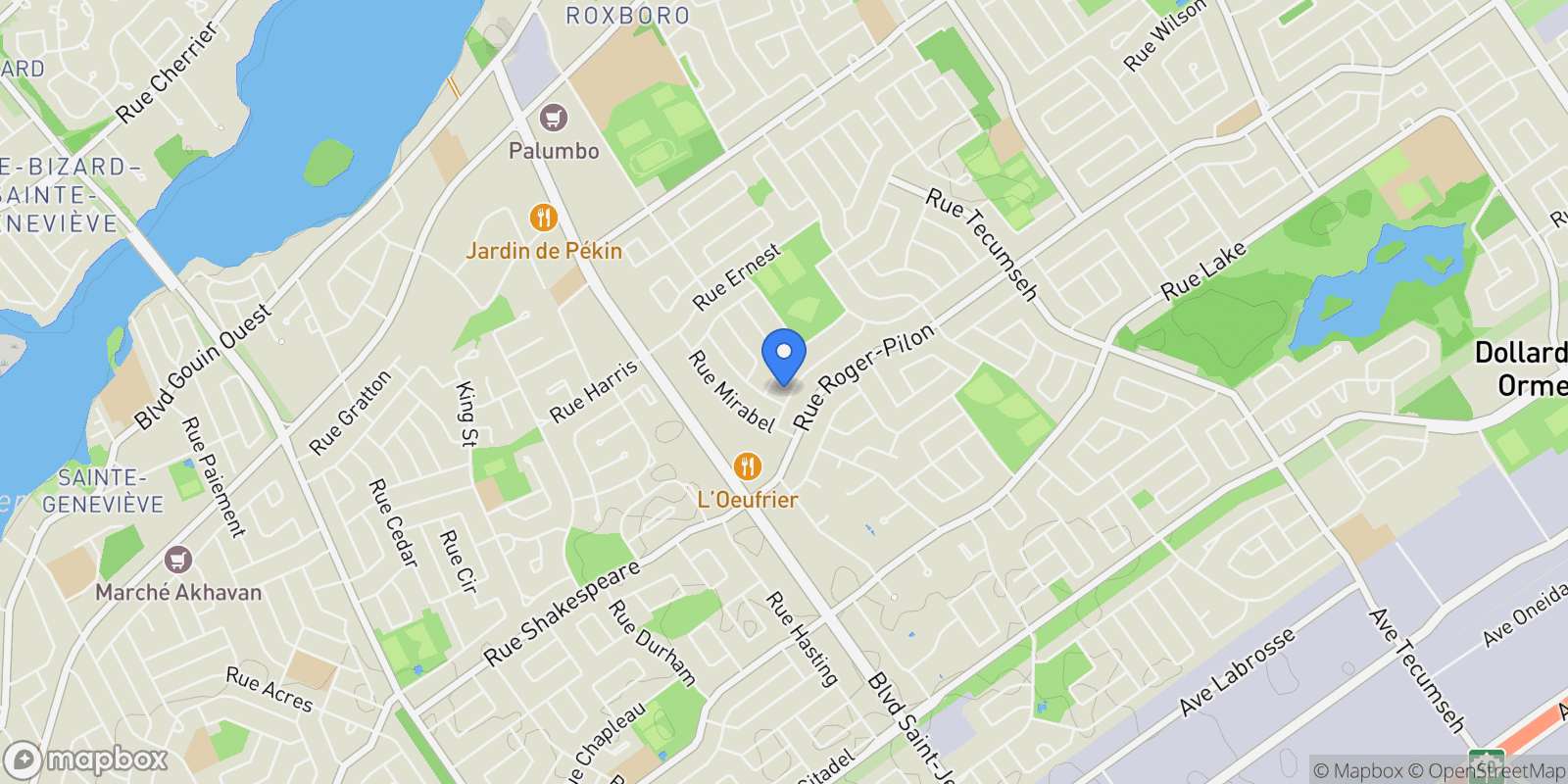 Map showing Rue Cézanne, Dollard-Des Ormeaux, Quebec, Canada.