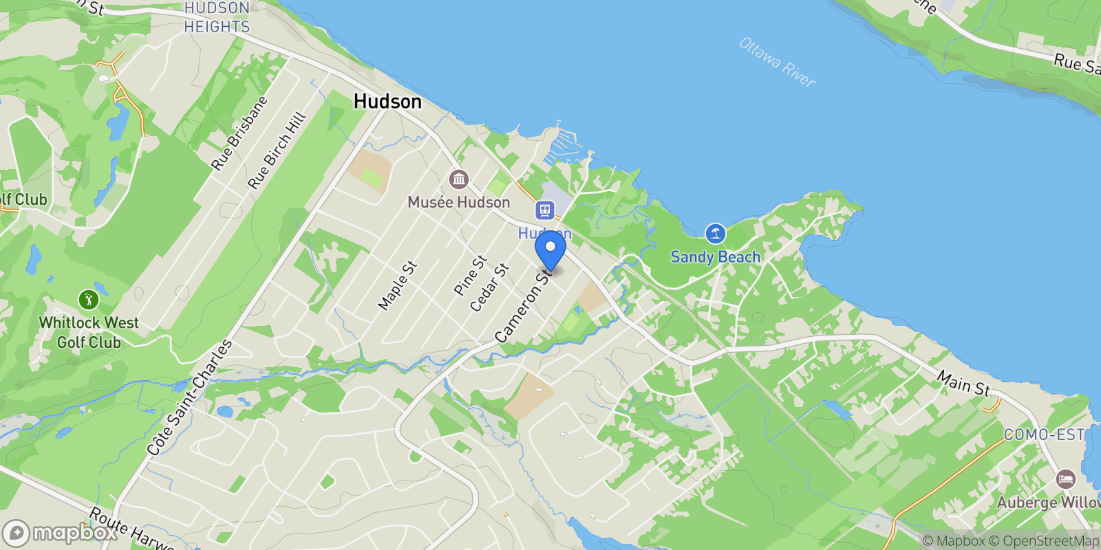 Map showing 426 Rue Saint-Jean, Hudson, Quebec, Canada.