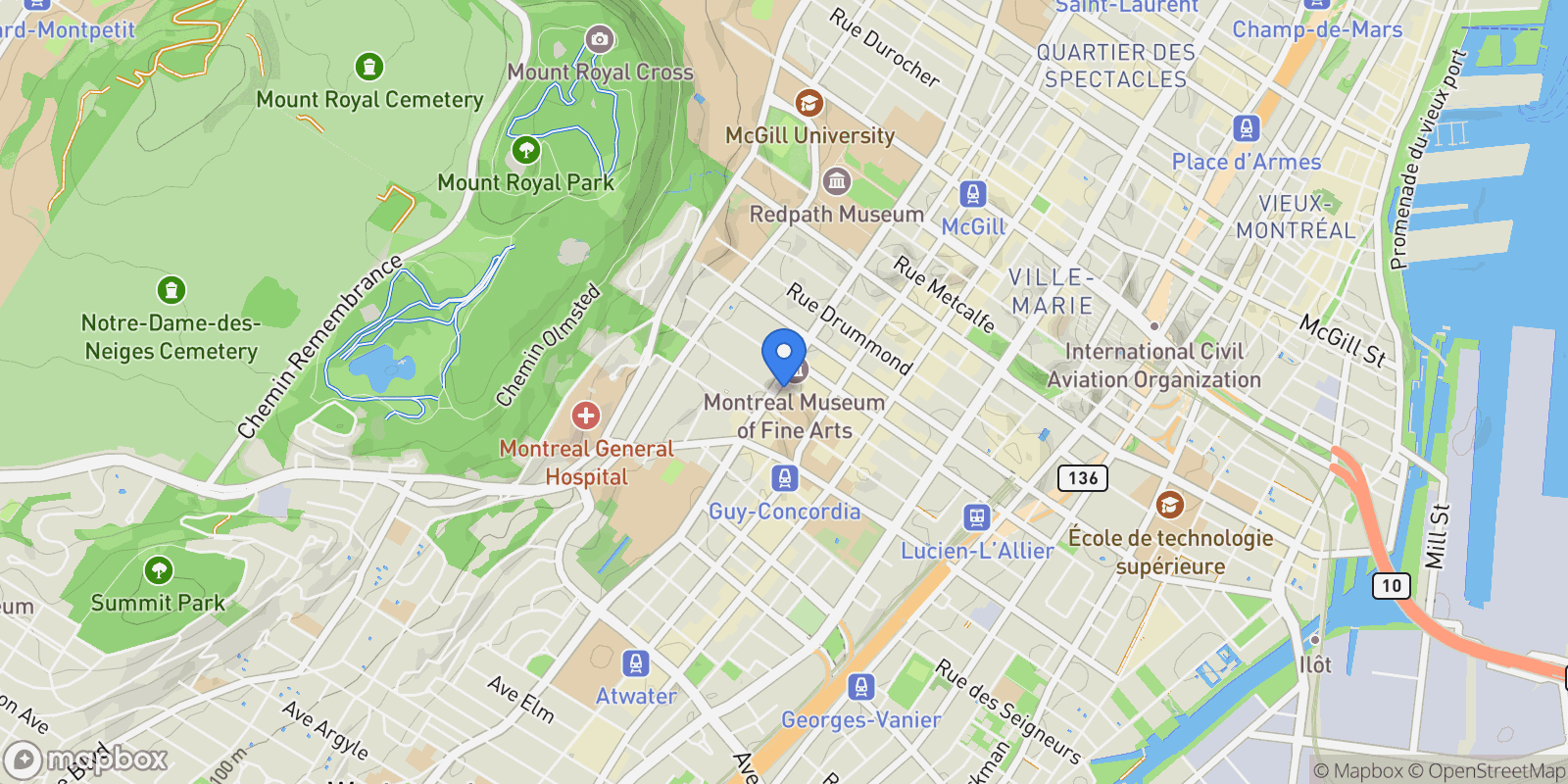 Map showing 1420 Rue Sherbrooke O. 404, Montréal, Quebec, Canada.