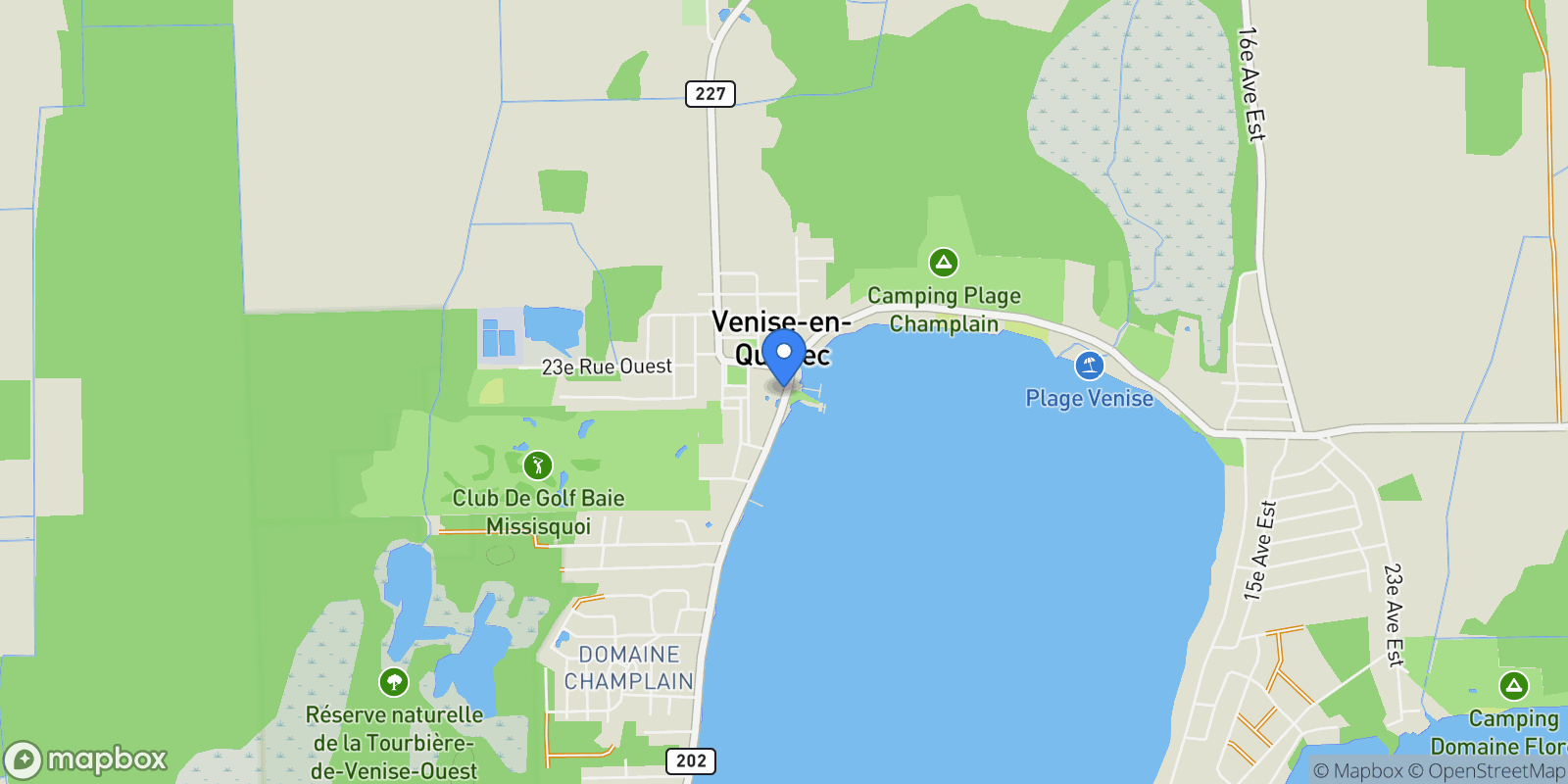 Map showing 251 271 Av. de Venise O., Venise-en-Québec, Quebec, Canada.