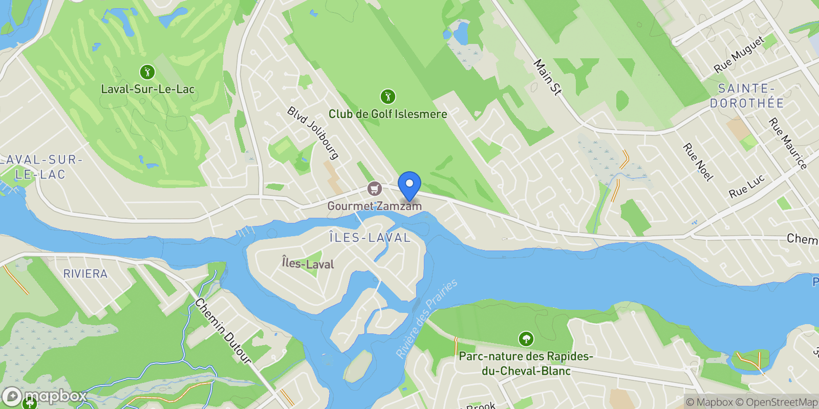 Map showing 10 Rue Jardin Islemere, Laval, Quebec, Canada.
