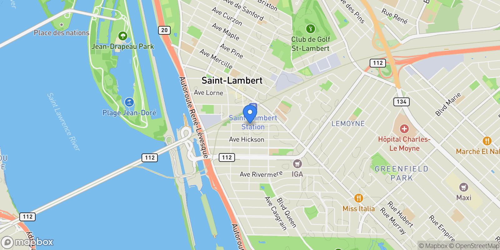 Map showing 109 Rue du Prince-Arthur, Saint-Lambert, Quebec, Canada.