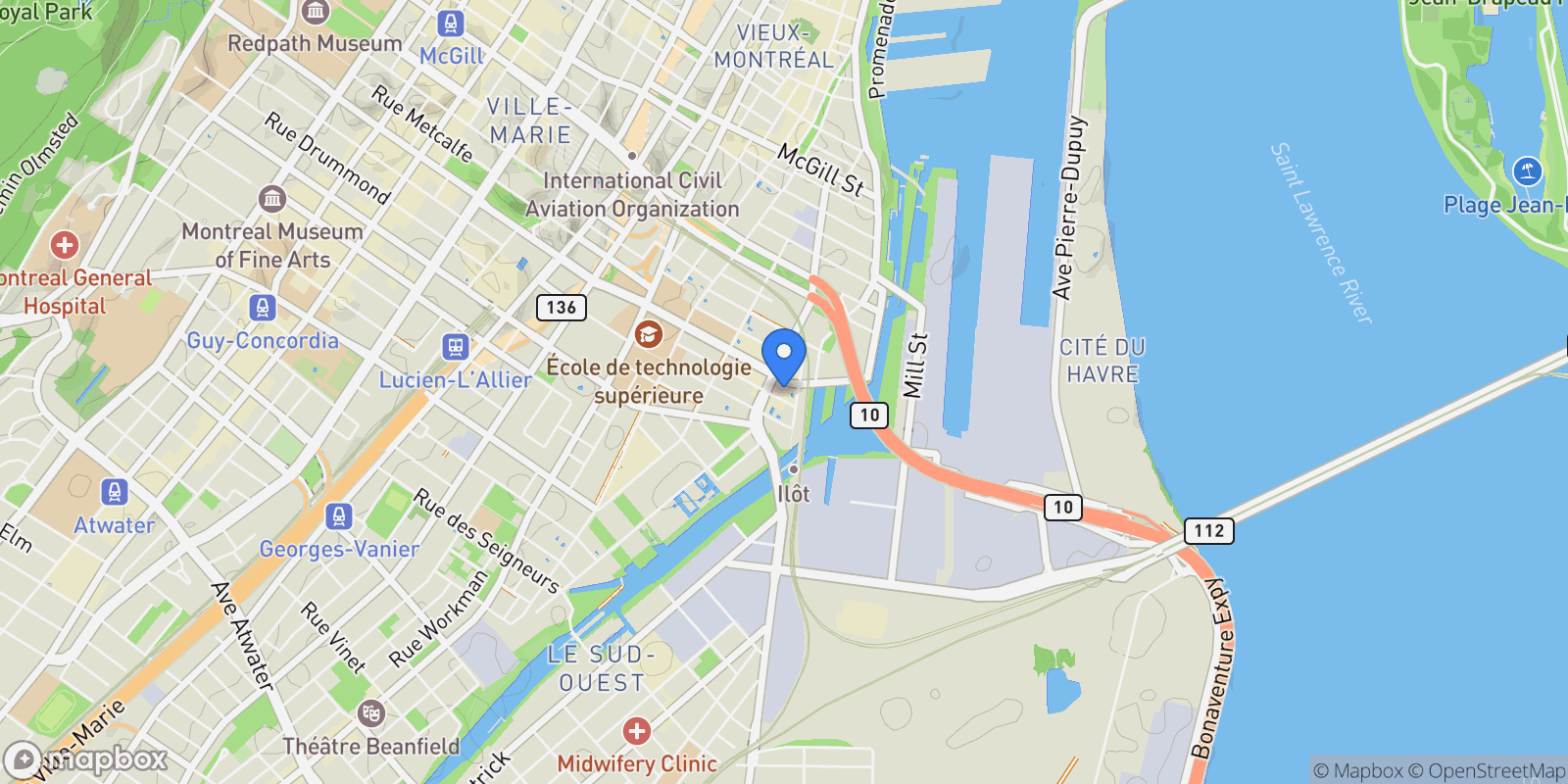 Map showing 1085 Rue Smith 1411, Montréal, Quebec, Canada.
