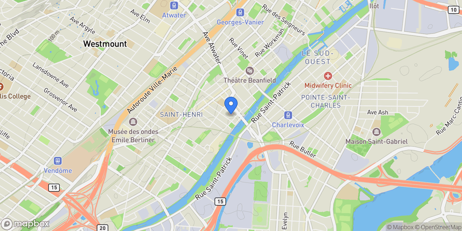 Map showing 110 Rue Rose-de-Lima, Montréal, Quebec, Canada.