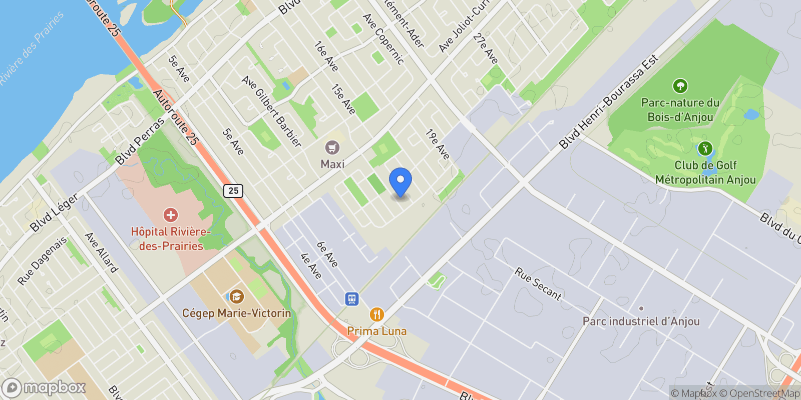 Map showing 11537 Av. Fernand-Gauthier, Montreal, Quebec, Canada.