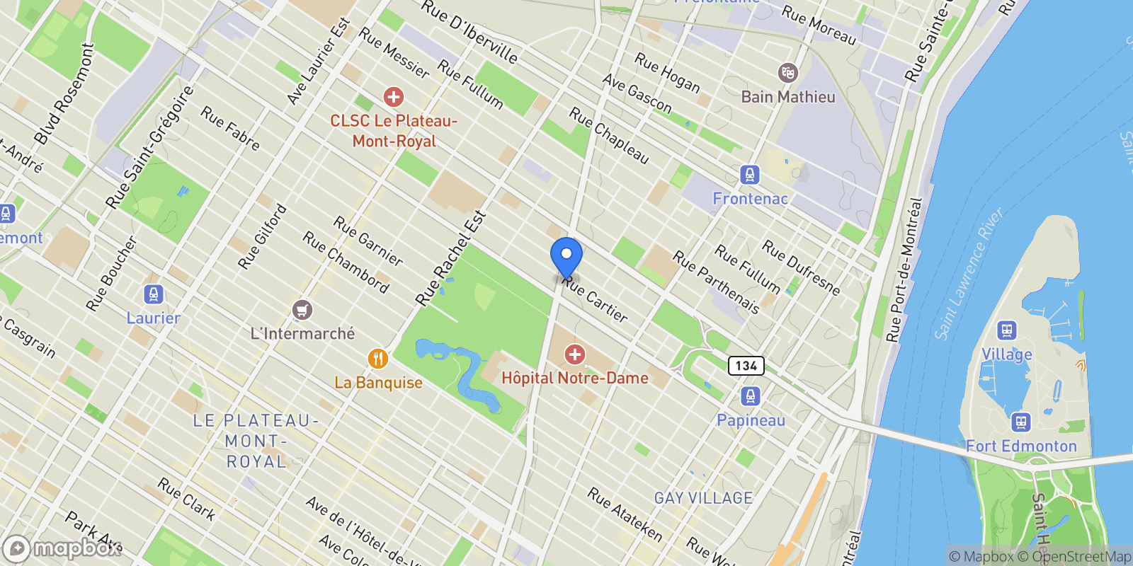 Map showing 1860 Rue Sherbrooke E., Montréal, Quebec, Canada.