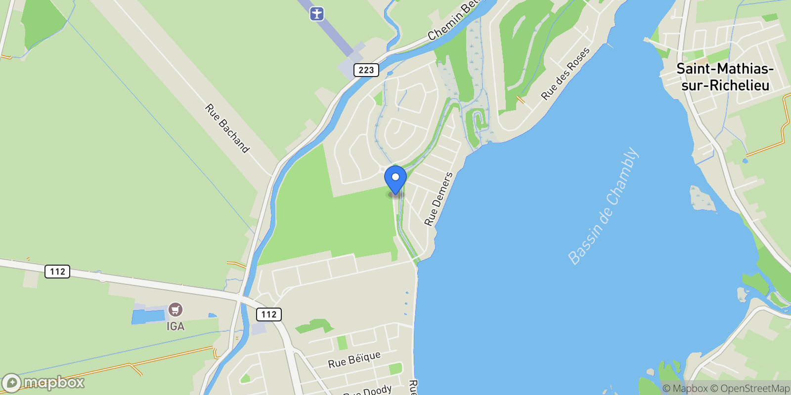 Map showing 2399 Rue Martel, Carignan, Quebec, Canada.