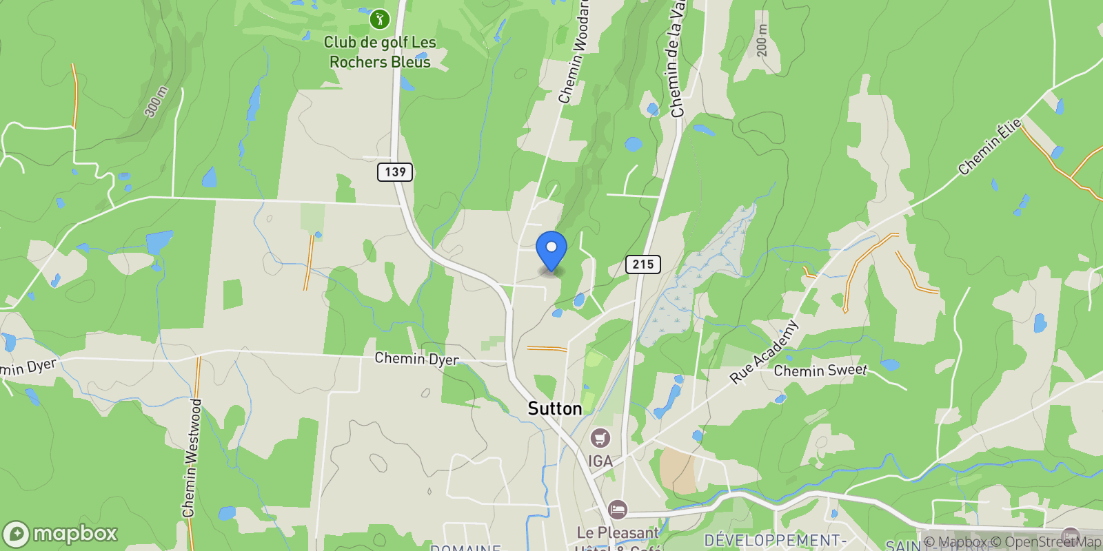 Map showing 8 Rue Royea, Sutton, Quebec, Canada.