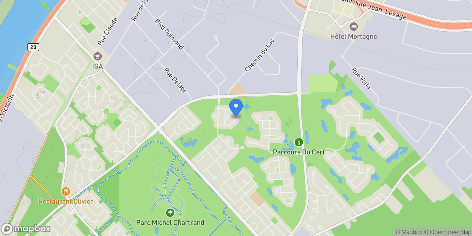 Map showing 2038 Rue du Chevreuil, Longueuil, Quebec, Canada.