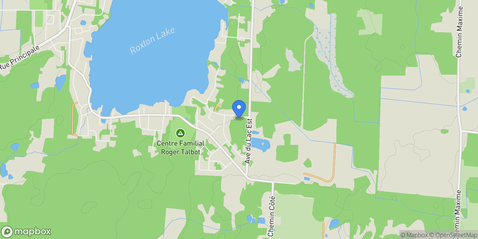 Map showing 9 Av. des Légendes, Roxton Pond, Quebec, Canada.