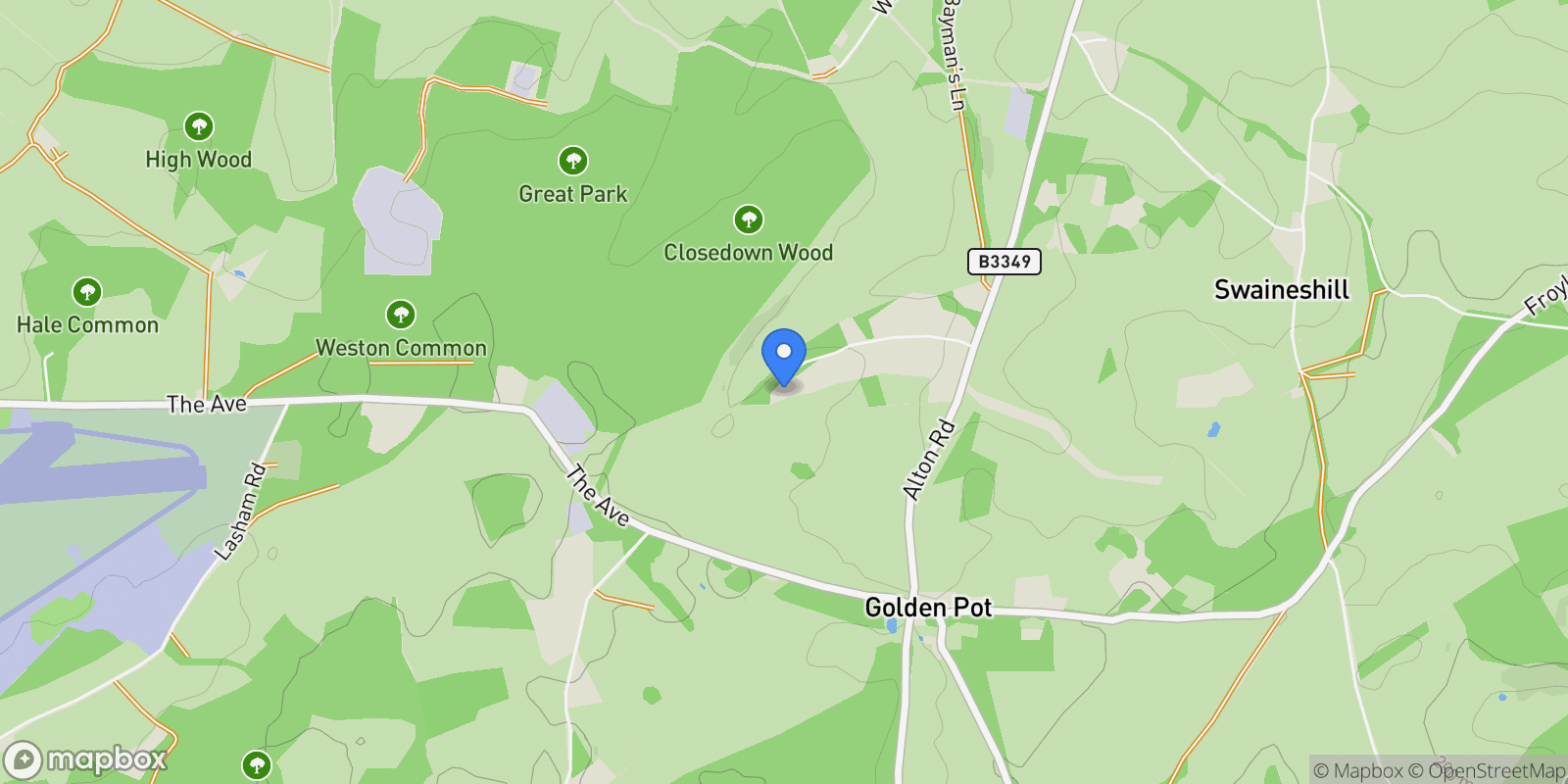 Map showing Powntley Copse, Hampshire, Alton, England, United Kingdom.