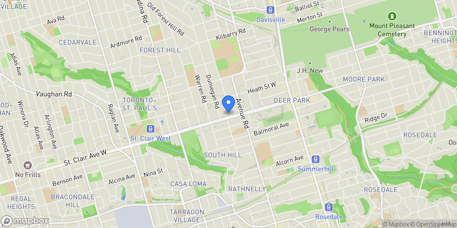 Map showing 2 Forest Hill Rd  510, Toronto, ON M4V 2L3, Toronto, Ontario, Canada.