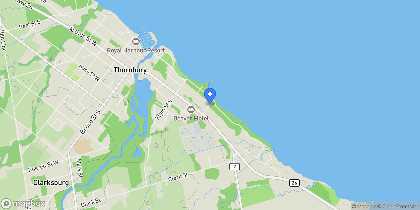 Map showing 787517 Grey 13 Rd, Blue Mountains, ON N0H 2P0, Thornbury, Ontario, Canada.