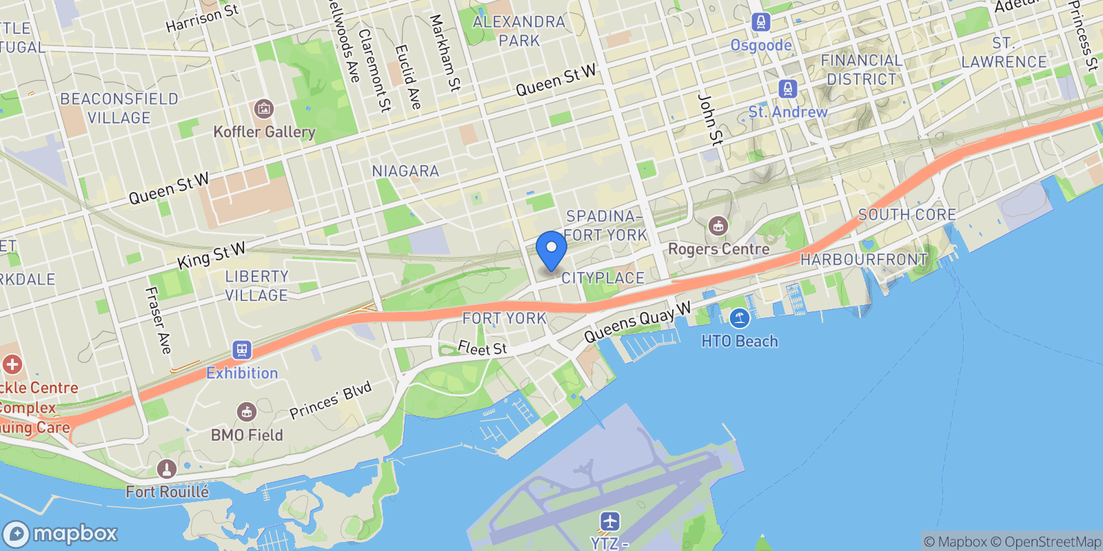 Map showing 170 Fort York Blvd  2802, Toronto, ON M5V 0E6, Toronto, Ontario, Canada.