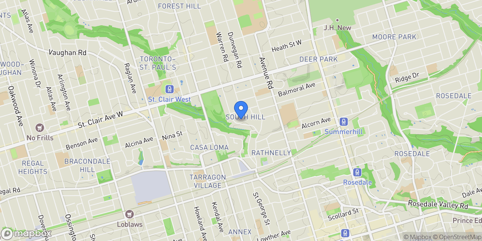 Map showing 103 Russell Hill Rd, Toronto, ON M4V 2S9, Toronto, Ontario, Canada.