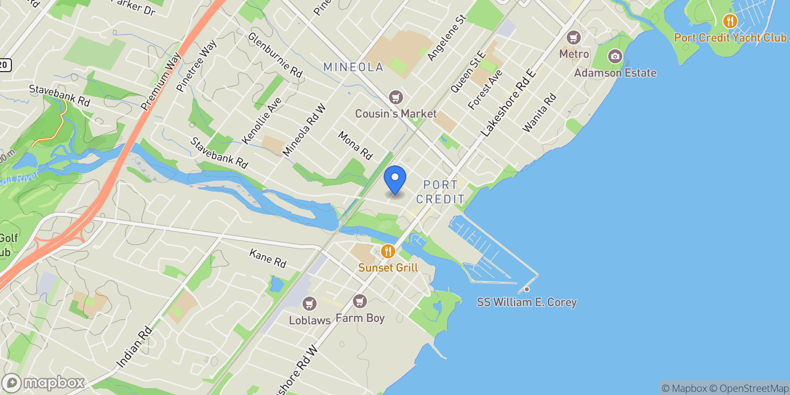 Map showing 21 Park St E  707, Mississauga, ON L5G 0C2, Mississauga, Ontario, Canada.