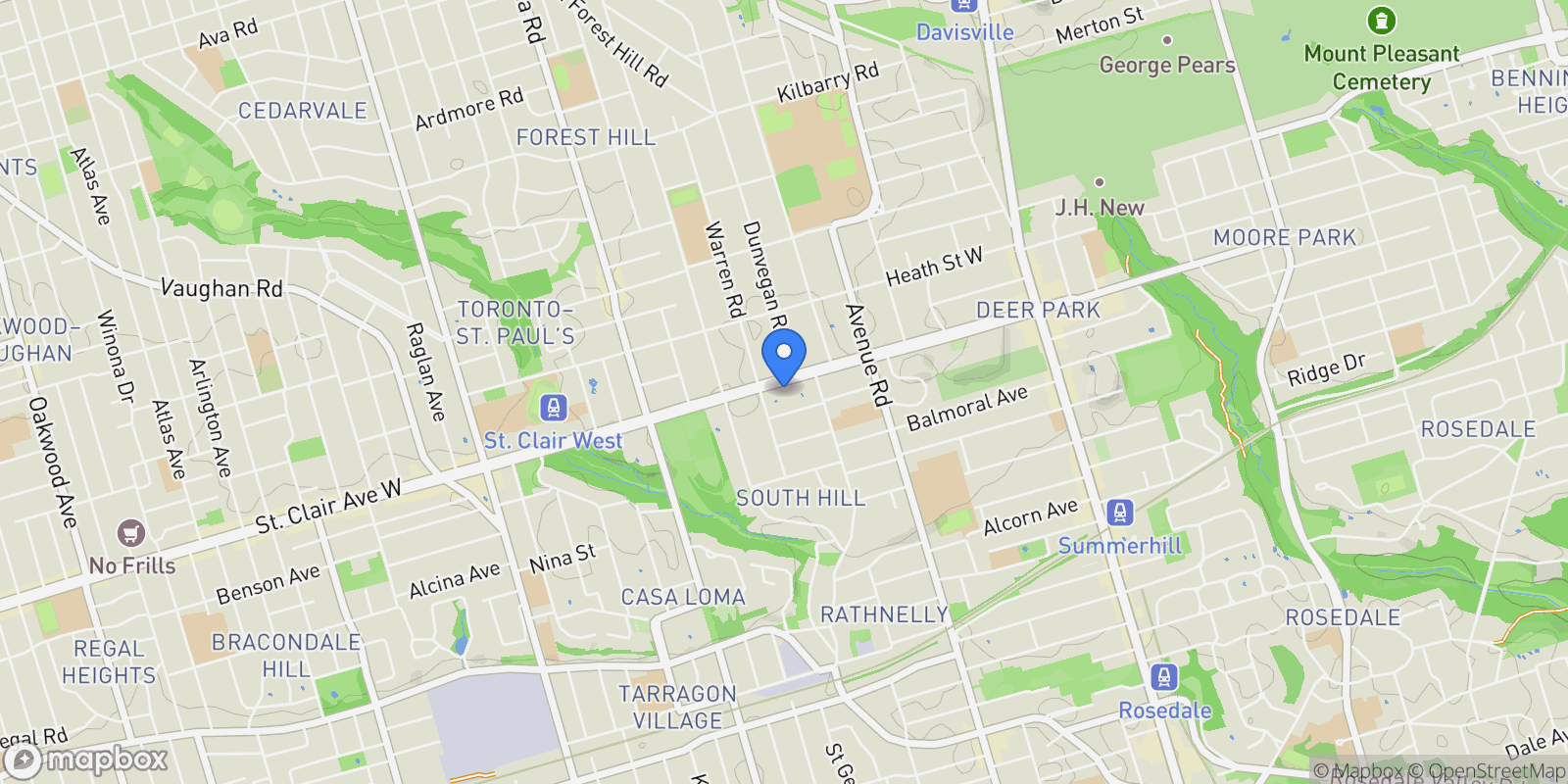 Map showing 235 St Clair Ave W  301, Toronto, ON M4V 1R4, Toronto, Ontario, Canada.