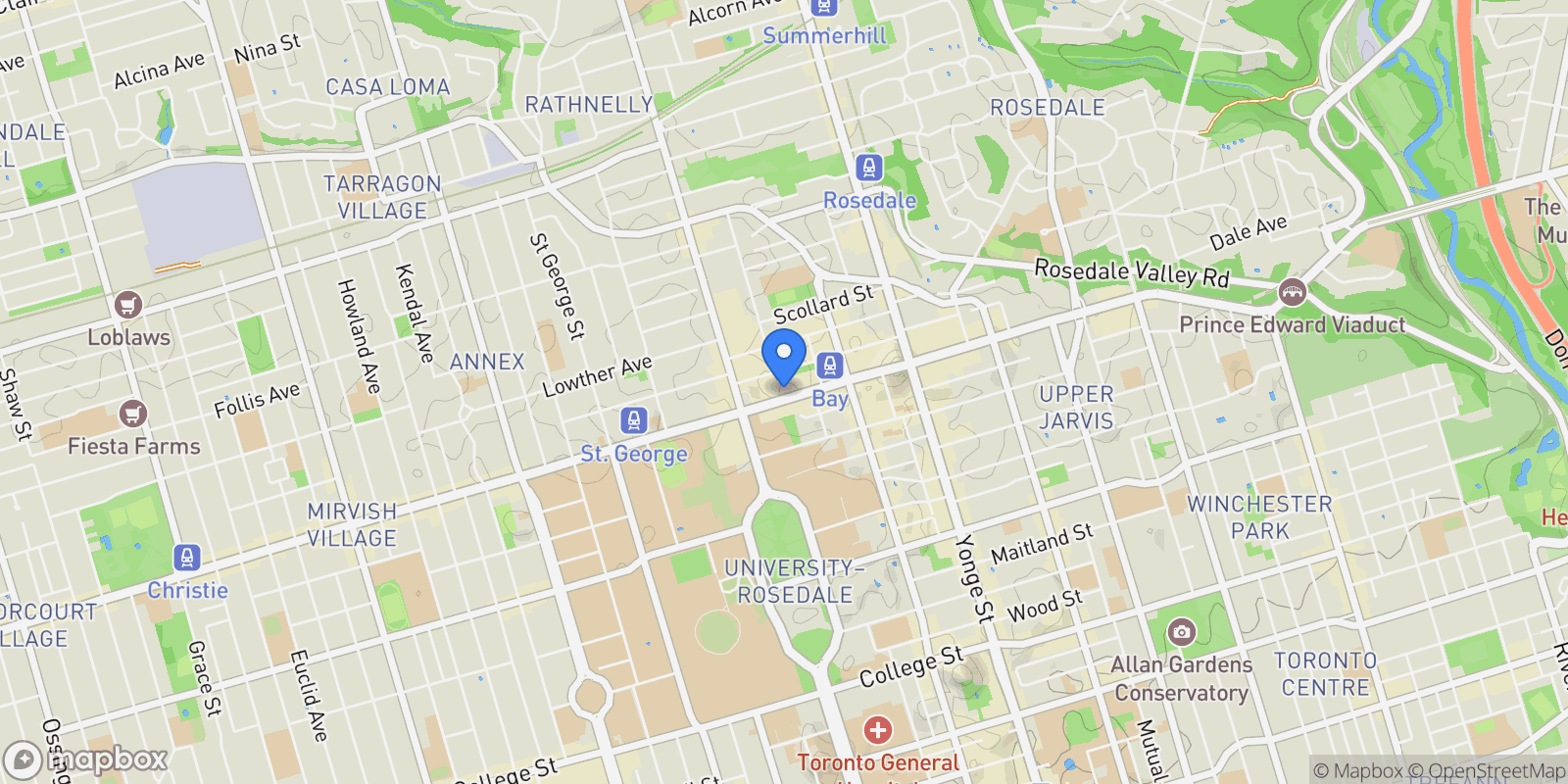 Map showing 110 Bloor St W  1009, Toronto, ON M5S 2W7, Toronto, Ontario, Canada.