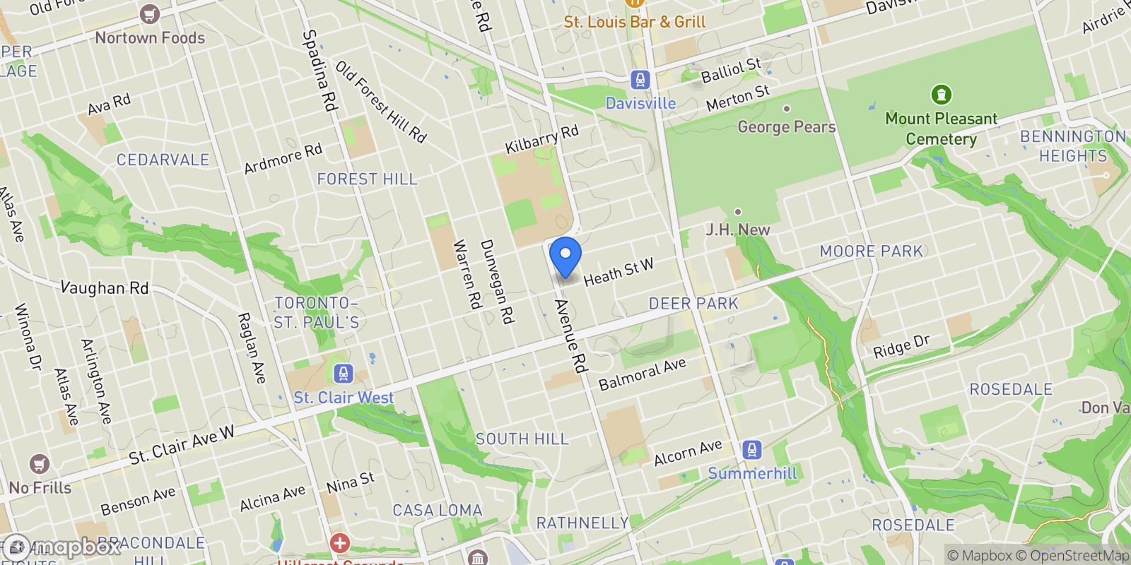 Map showing 581 Avenue Rd  1005, Toronto, ON M4V 2K4, Toronto, Ontario, Canada.