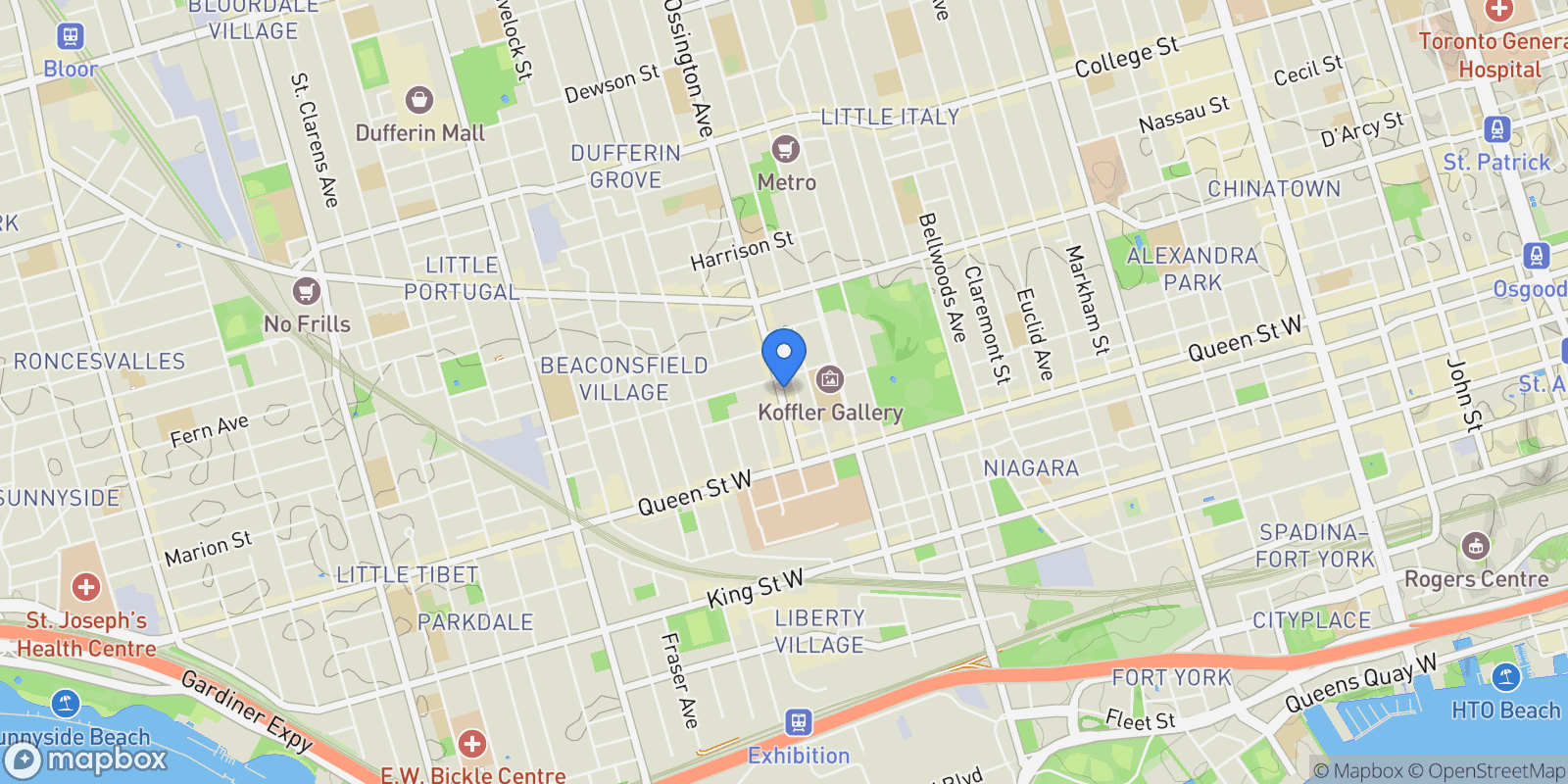 Map showing 109 Ossington Ave  216, Toronto, ON M6J 0G1, Toronto, Ontario, Canada.