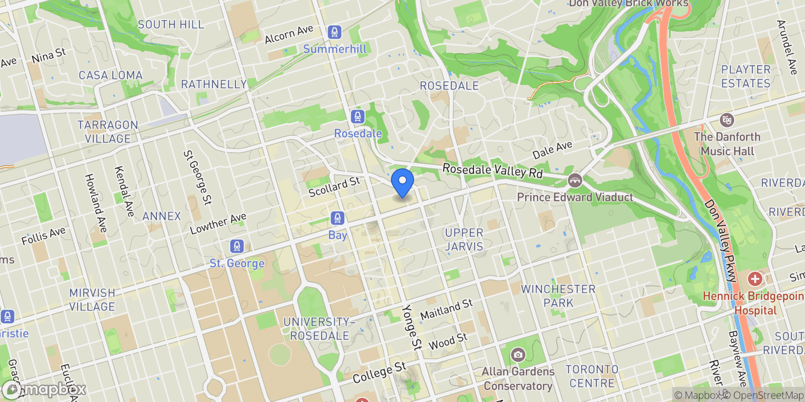 Map showing 8 Park Rd  3810/3811, Toronto, ON M4W 3S5, Toronto, Ontario, Canada.