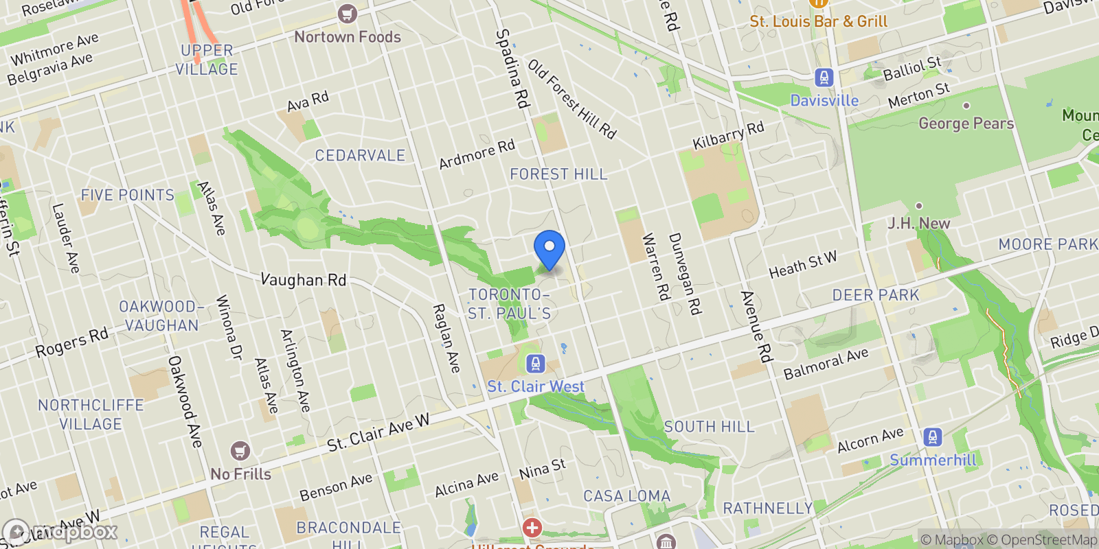 Map showing 16 Relmar Rd  1, Toronto, ON M5P 2Y5, Toronto, Ontario, Canada.