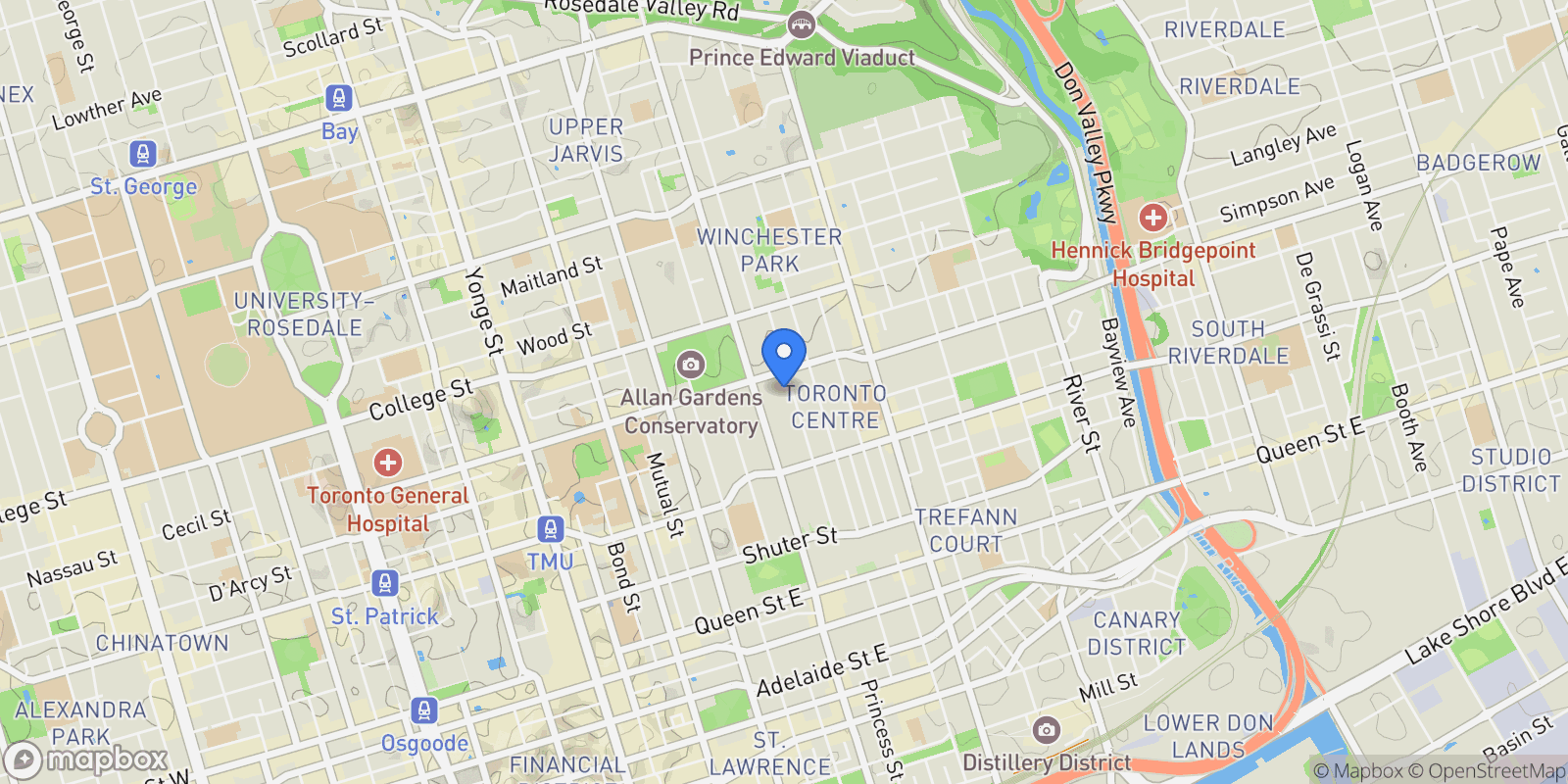 Map showing 264 Seaton St  204, Toronto, ON M5A 2T4, Toronto, Ontario, Canada.