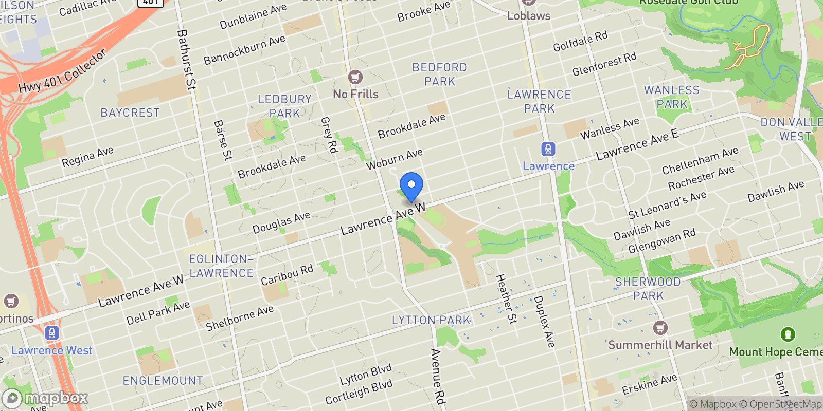 Map showing 250 Lawrence Ave W  624, Toronto, ON M5M 1B1, Toronto, Ontario, Canada.