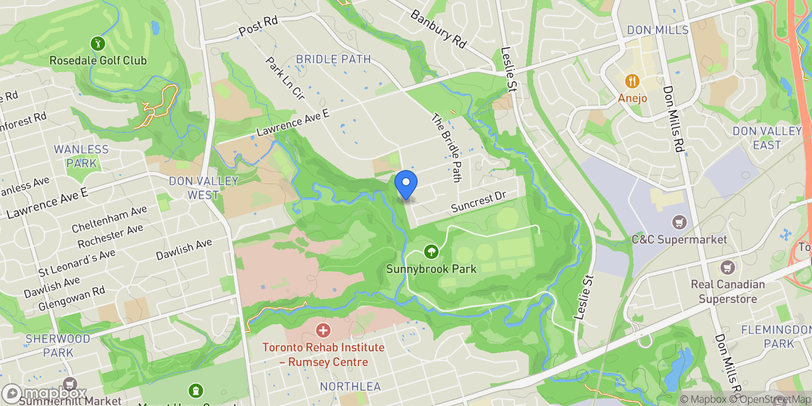 Map showing 28 Glenorchy Rd, Toronto, ON M3C 2P9, Toronto, Ontario, Canada.