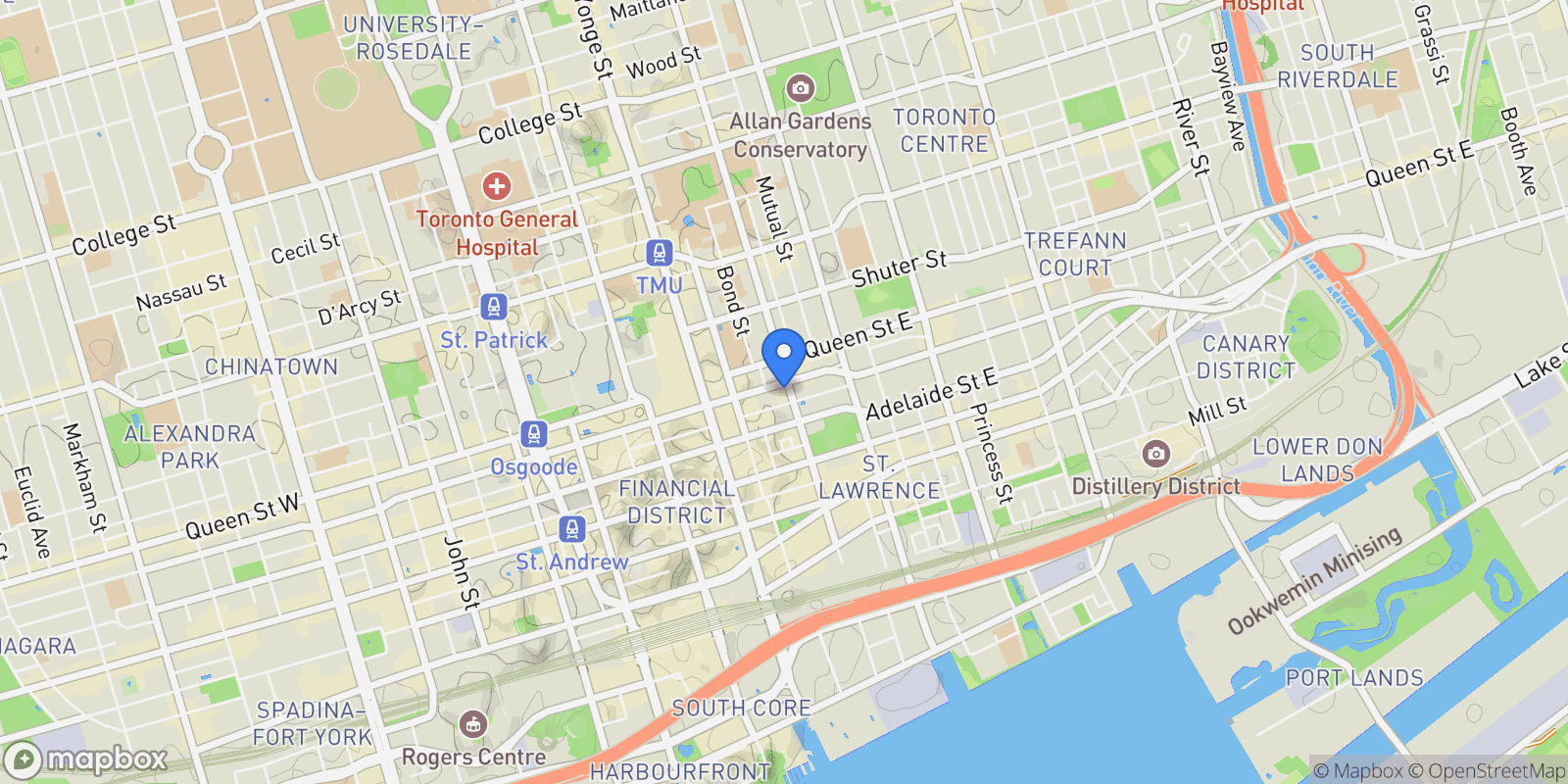 Map showing 4502 - 120 Church St, Toronto, ON M5C 2G8, Toronto, Ontario, Canada.
