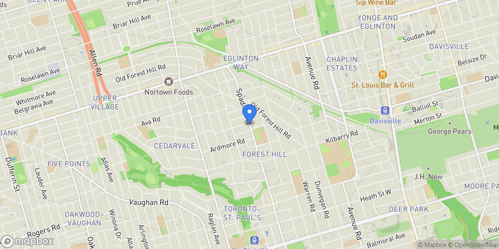 Map showing 342 Spadina Rd  405, Toronto, ON M5P 2V4, Toronto, Ontario, Canada.
