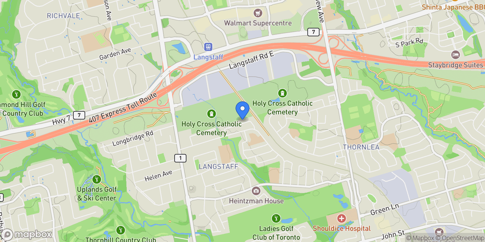 Map showing 36 Shieldmark Cres, Markham, ON L3T 3T5, Markham, Ontario, Canada.