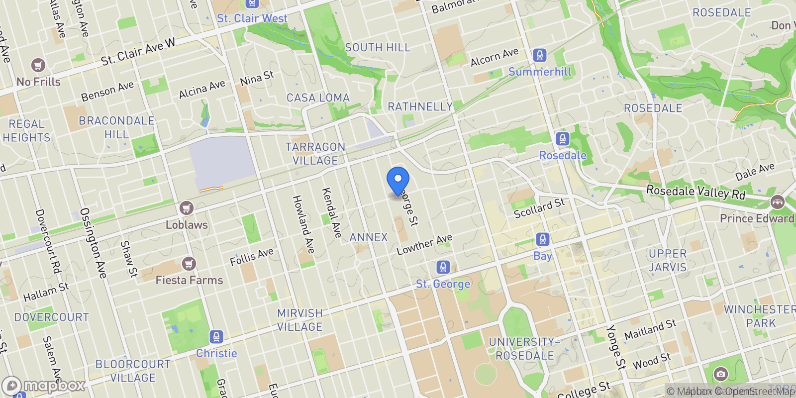 Map showing 89 Bernard Ave, Toronto, ON M5R 1R8, Toronto, Ontario, Canada.