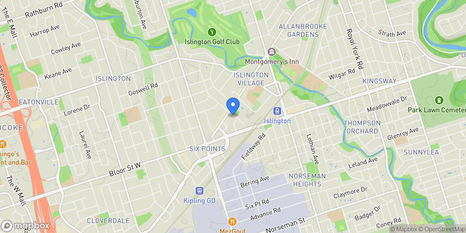 Map showing 30 Michael Power Pl, Toronto, ON M9A 5G9, Toronto, Ontario, Canada.